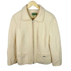 Geiger Sweater Jacket Womens Size US 10 Boiled Wool Cream Full Zip Lined